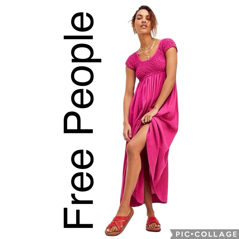 Free People Fuchsia Pink Midi Dress